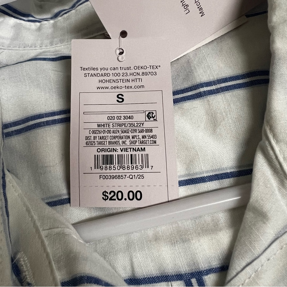 🌸2/$20 NWT Auden Blue and White Striped Button-Down Pajama Shirt Size S - Picture 5 of 5